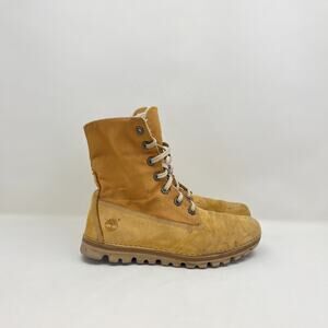 Timberland Wheat Nubuck Canvas Fold Over Lace Up Work Boots Women's Size 6.5